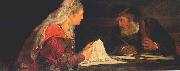 Aert de Gelder Esther and Mordechai writing the second letter of Purim oil